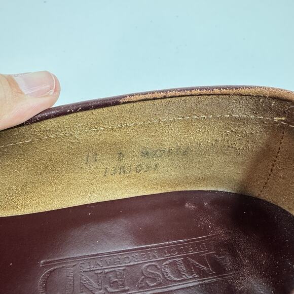 LANDS\' END Men\'s Brown or Cordovan Leather Penny Loafers Size 11 M